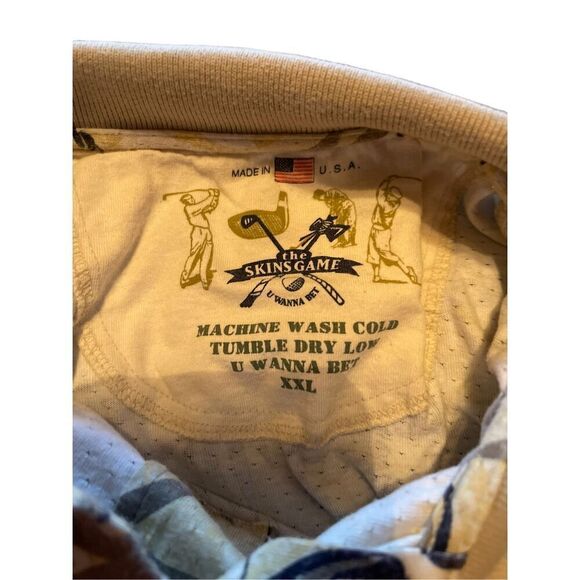 The Skins Game Mens Tan Tropical Print Hawaiian Short Sleeve Polo Size XXL - Picture 5 of 13